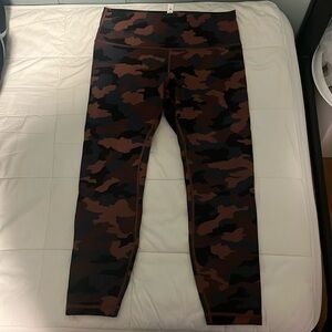 Mauve Camo Lululemon leggings size 12, 25” inseam